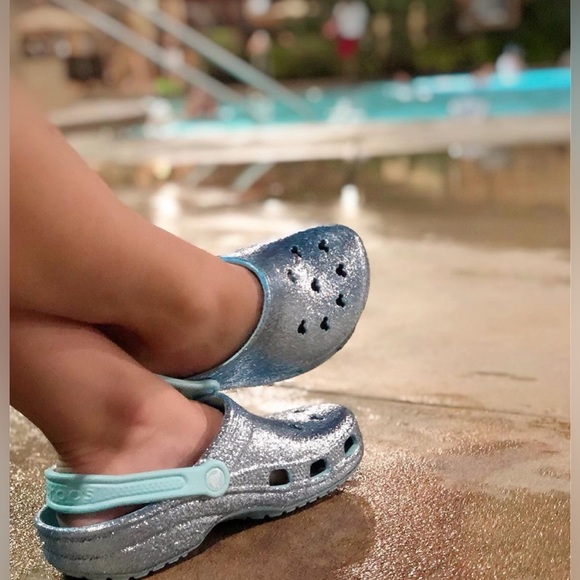 CROCS Shoes - Crocs teal glitter Mickey Mouse Disney clogs sandals